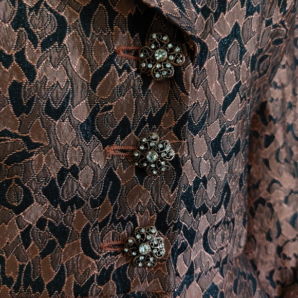 Vintage 80's Carissimo Rose Gold Metallic Embroidered Peplum Elegant Blazer - Picture 5 of 15